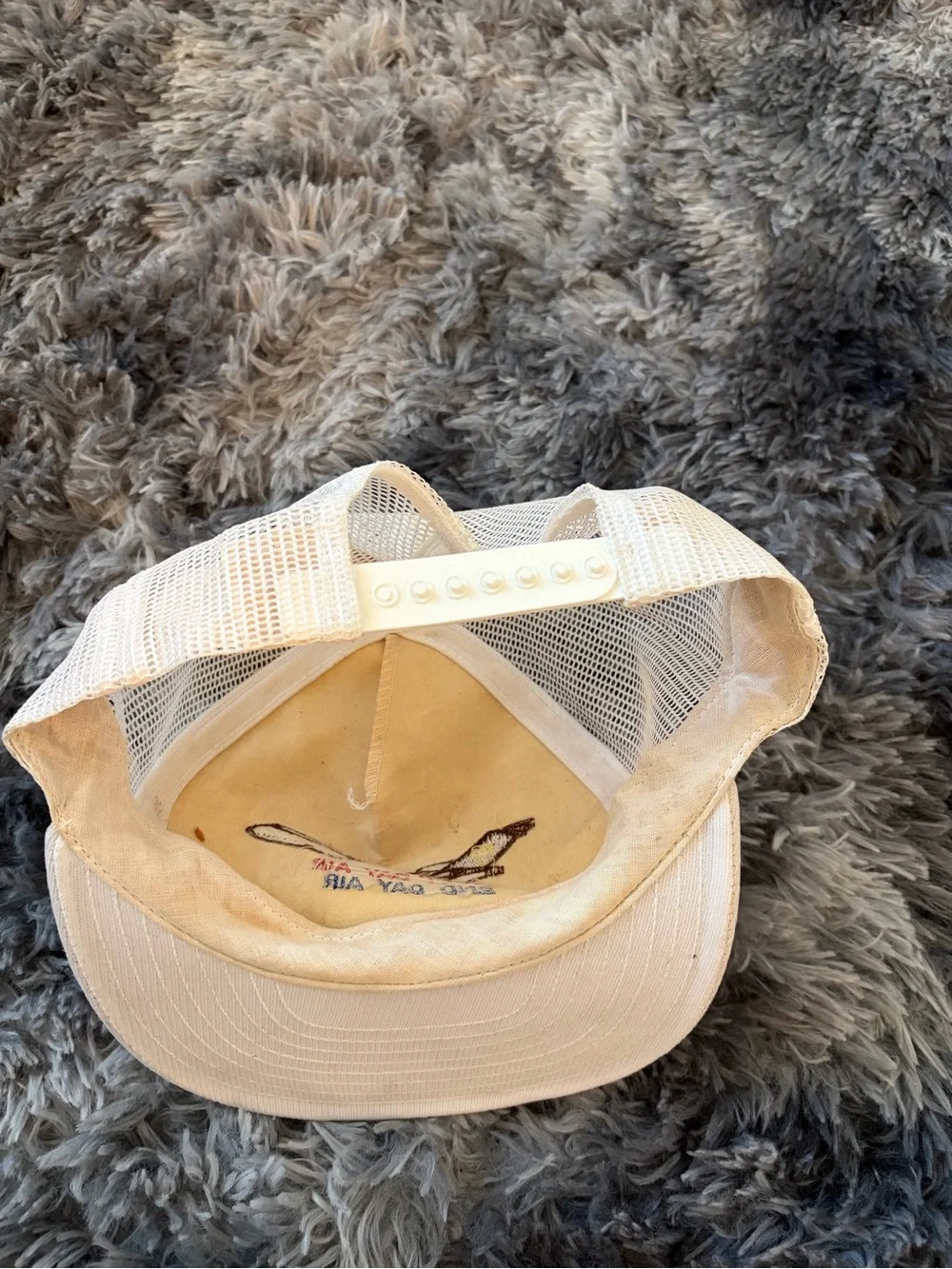 Vintage UPS Next Day Air Trucker Hat Mesh Snapback Cap White Airplane Corporate